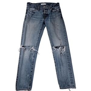 MOUSSY VINTAGE Jeans 26 Sanford Distressed Button‎ Fly Japan Made Thrashed Crop